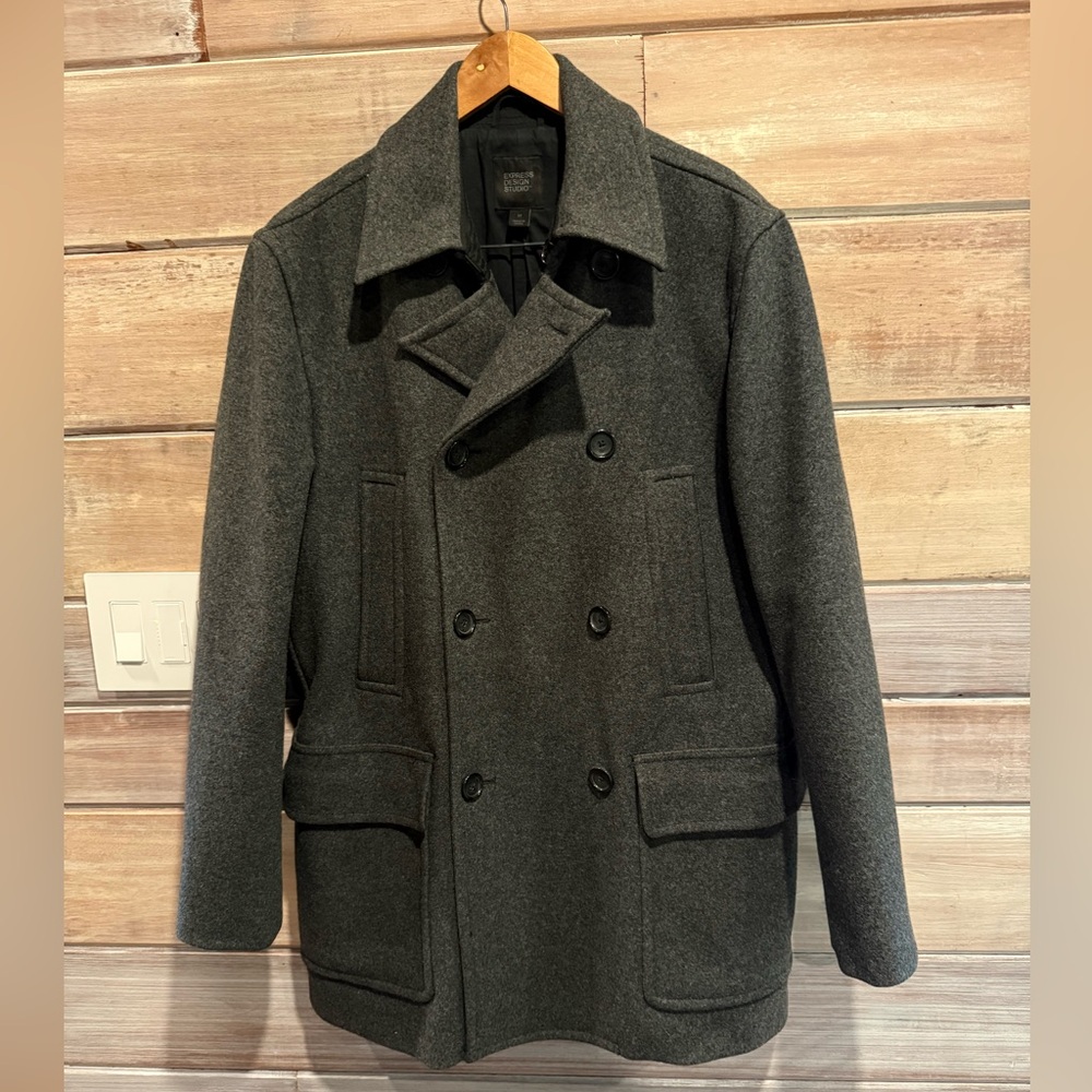Express Dark Gray Men's Pea Coat Size Medium